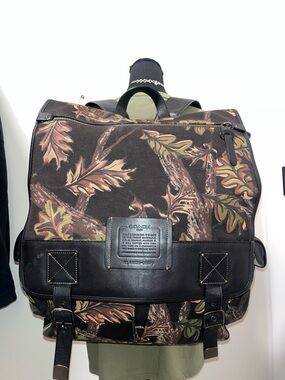 Coach 1941 Scout Backpack Oak Leaf Print On Cavas With Leather Detail